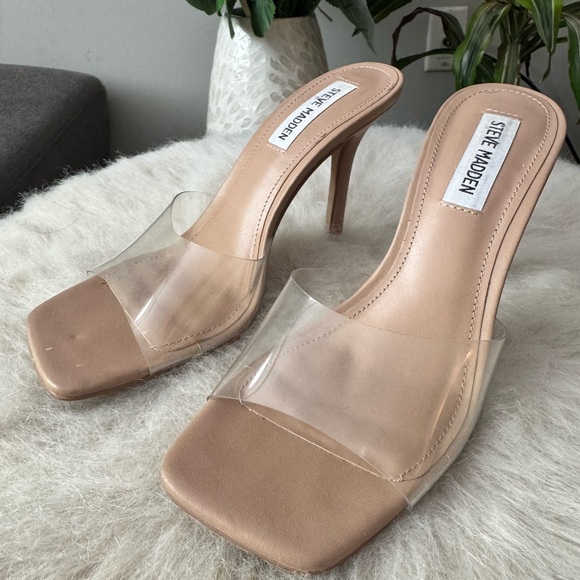 Steve Madden Nude Clear Strap Heels - Picture 1 of 5